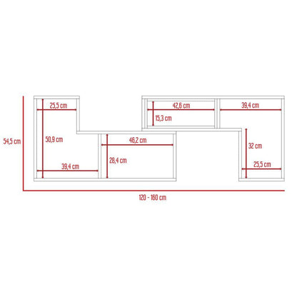 Mesa Para Tv Veluna Rovere Y Blanco, Con Espacio Para Televisor De 50 Pulgadas