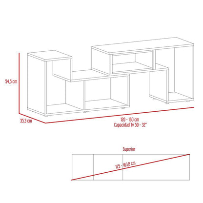 Mesa Para Tv Veluna Rovere Y Blanco, Con Espacio Para Televisor De 50 Pulgadas