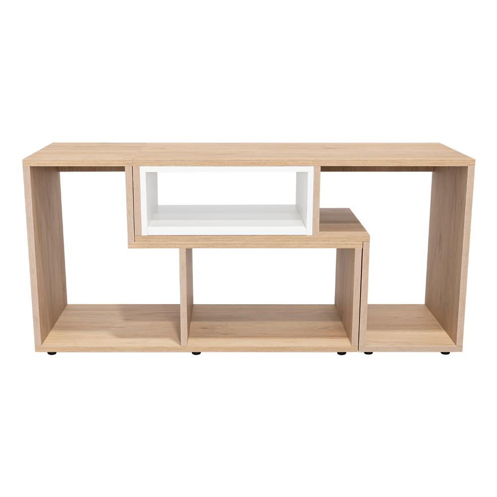 Rack Extensible Veluna  Rovere Y Blanco Para Tv De 50"