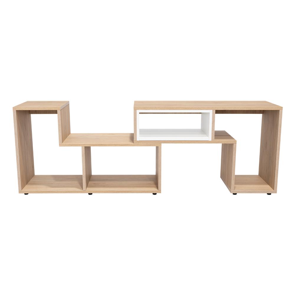 Rack Extensible Veluna  Rovere Y Blanco Para Tv De 50"