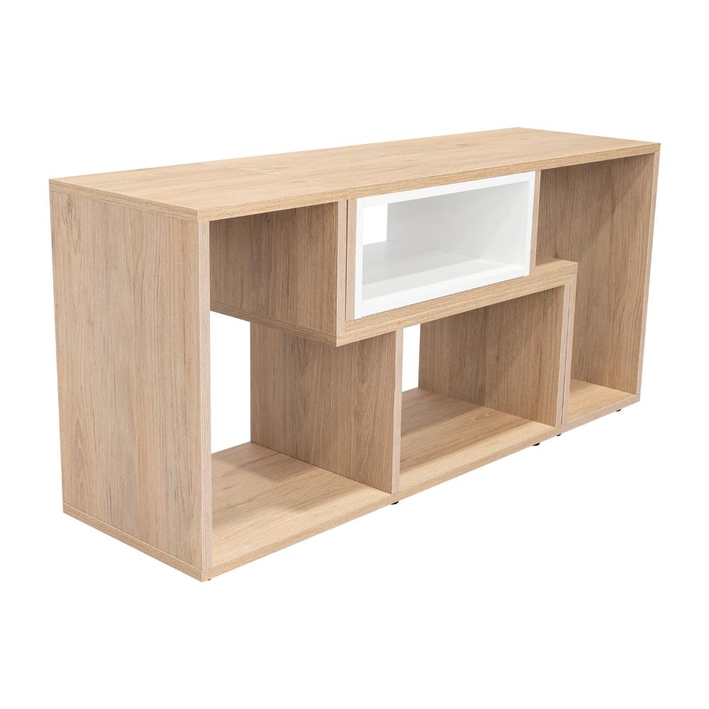Rack Extensible Veluna  Rovere Y Blanco Para Tv De 50"