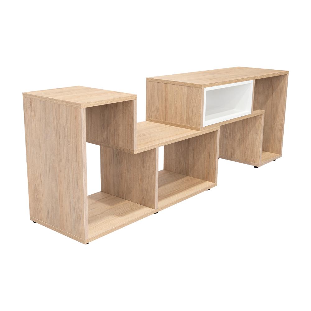 Rack Extensible Veluna  Rovere Y Blanco Para Tv De 50"