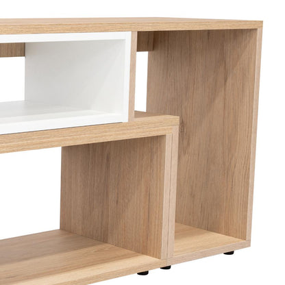 Rack Extensible Veluna  Rovere Y Blanco Para Tv De 50"