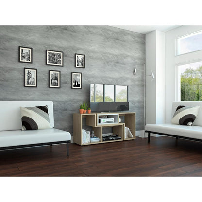 Rack Extensible Veluna  Rovere Y Blanco Para Tv De 50"