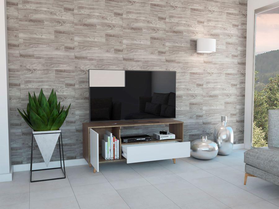Mesa Para Tv Andabla  Mocoa Y Blanco Para Televisor De 50 Pulgadas