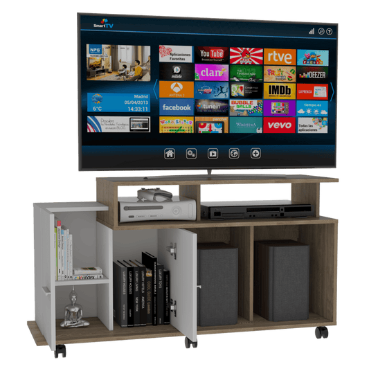 Rack Para Tv Valera  Miel + Blanco