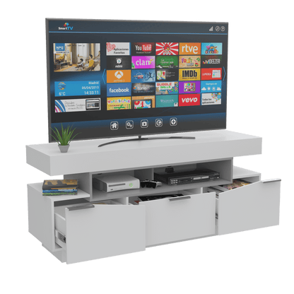 Mesa Para Tv Kyplo Blanco Y Plomo Para Televisor De Hasta 65"