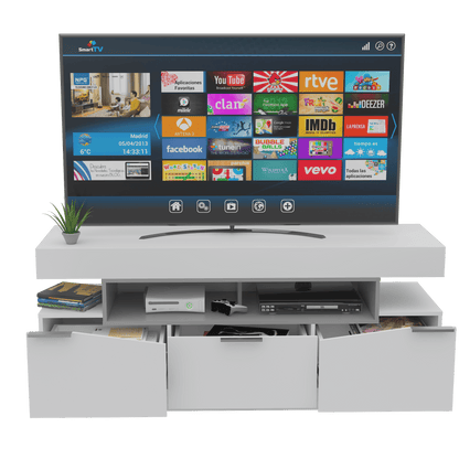 Mesa Para Tv Kyplo Blanco Y Plomo Para Televisor De Hasta 65"