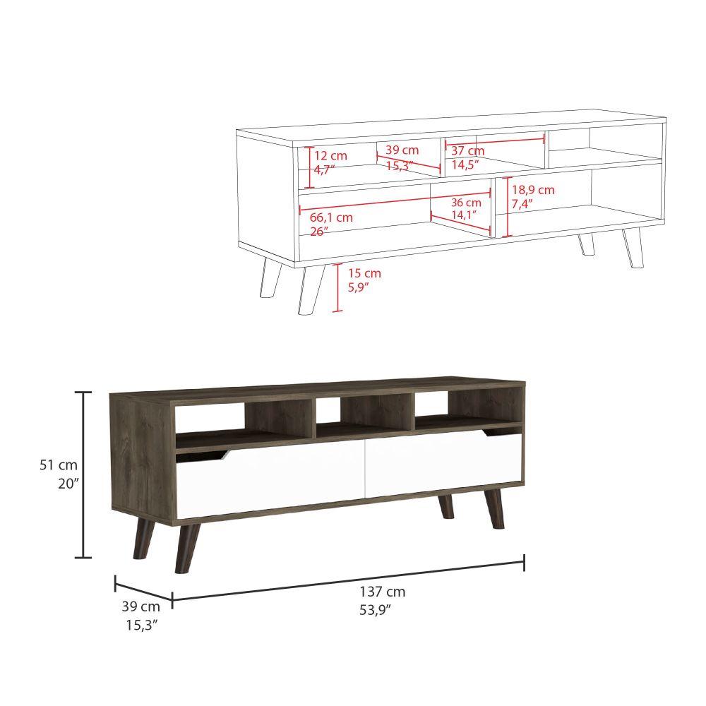 Mesa Para Tv Coruna Nogal Y Blanco Para Tv De 60"