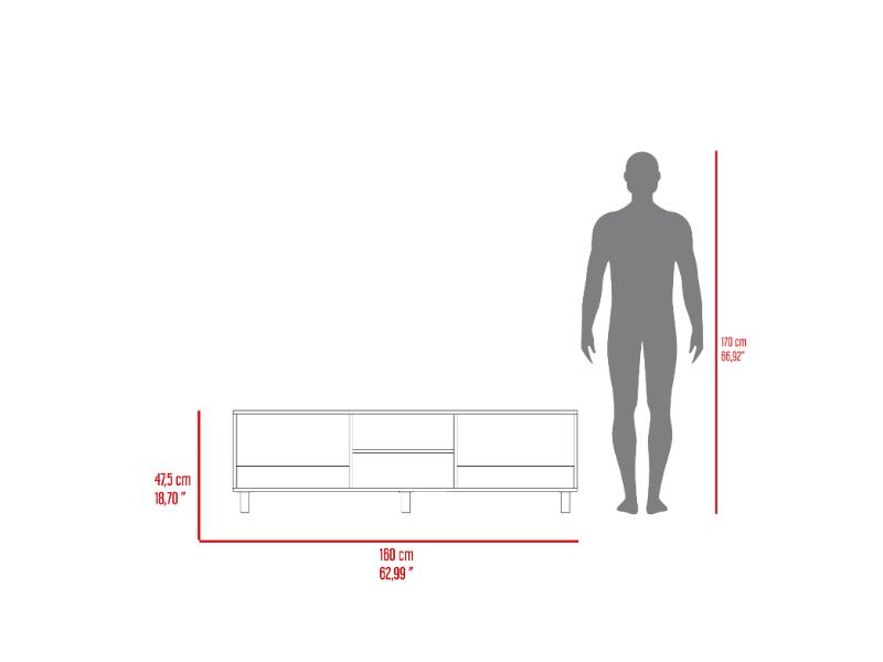 Mesa Para Tv Lureon Rovere Y Blanco Para Tv De 70"