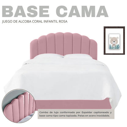Base Cama con Espaldar Semidoble Infantil Coral  rosado