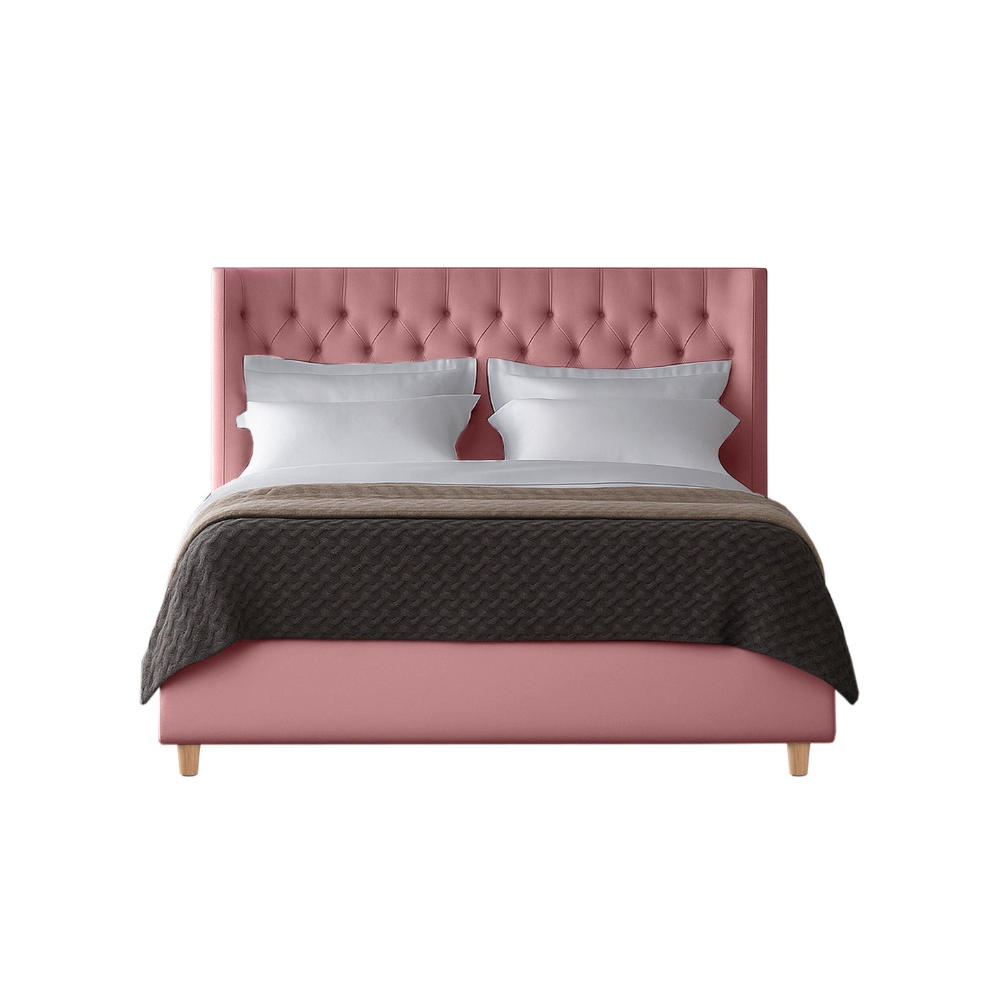 Base Cama Con Espaldar Queen Marfil Salmon