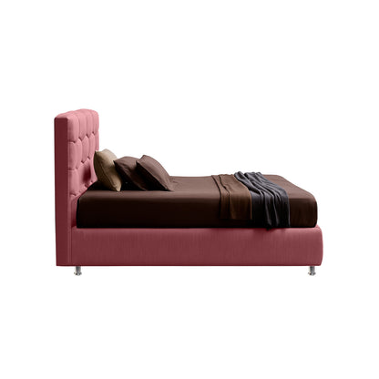 Base Cama con Espaldar + Colchon Doble Esmeralda  salmon