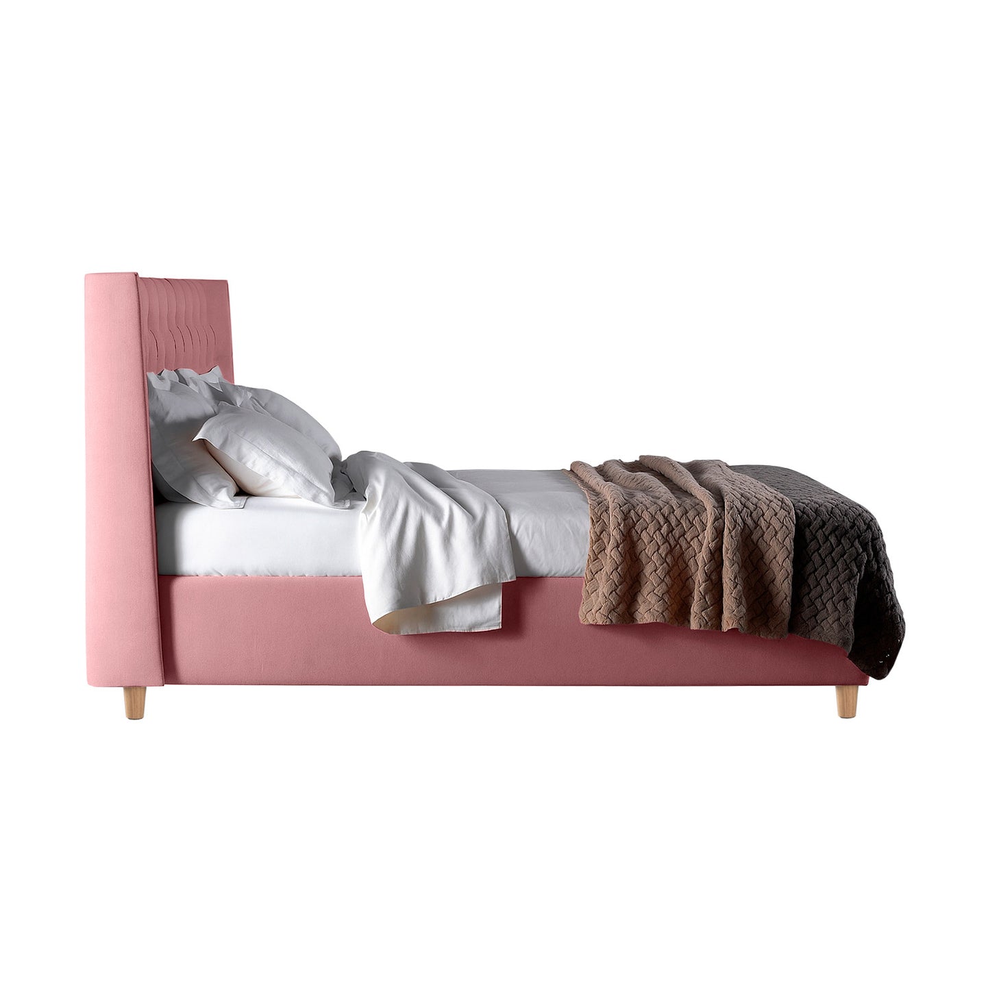 Base Cama Con Espaldar Queen Marfil Salmon