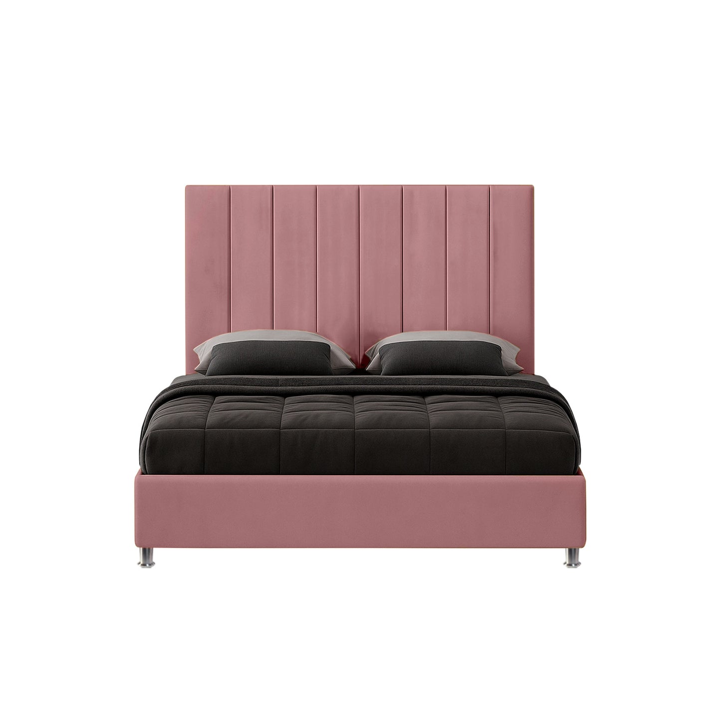 Base Cama con Espaldar + Colchon Doble Natura  salmon