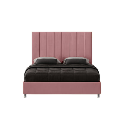 Base Cama con Espaldar + Colchon Doble Natura  salmon