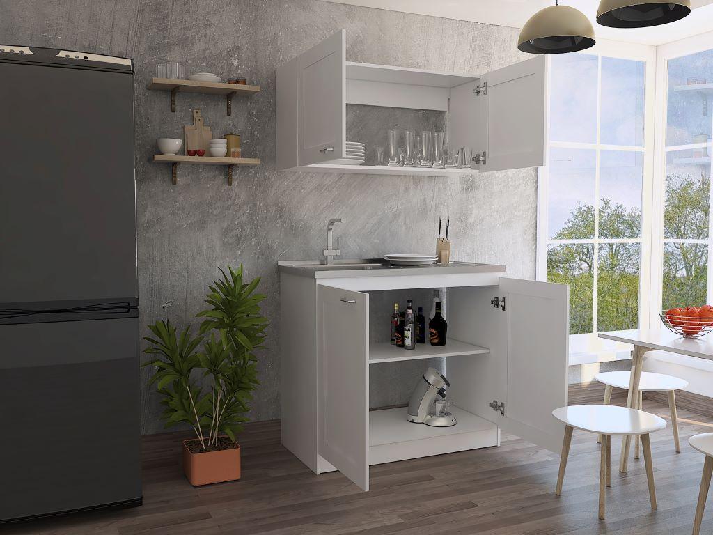 Cocina Integral Selari Blanco Con Mesón Izquierdo