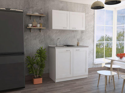 Cocina Integral Selari Blanco Con Mesón Izquierdo