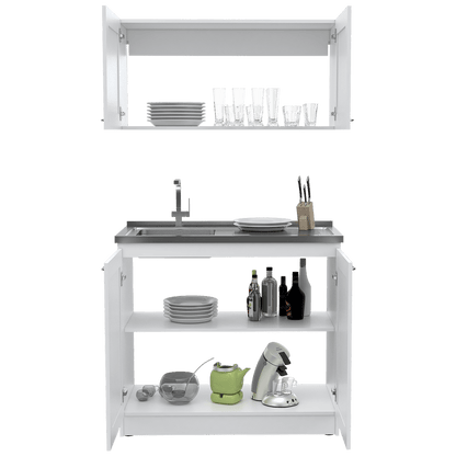 Cocina Integral Selari Blanco Con Mesón Izquierdo