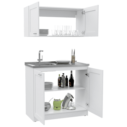 Cocina Integral Selari Blanco Con Mesón Izquierdo