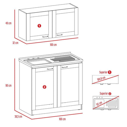 Cocina Integral Selari Blanco Con Mesón Izquierdo