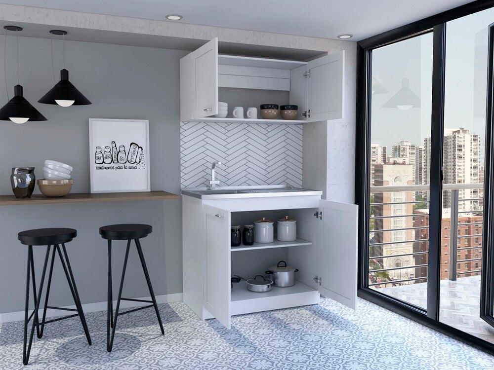 Cocina Integral Selari Blanco Con Mesón Izquierdo