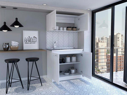 Cocina Integral Selari Blanco Con Mesón Izquierdo