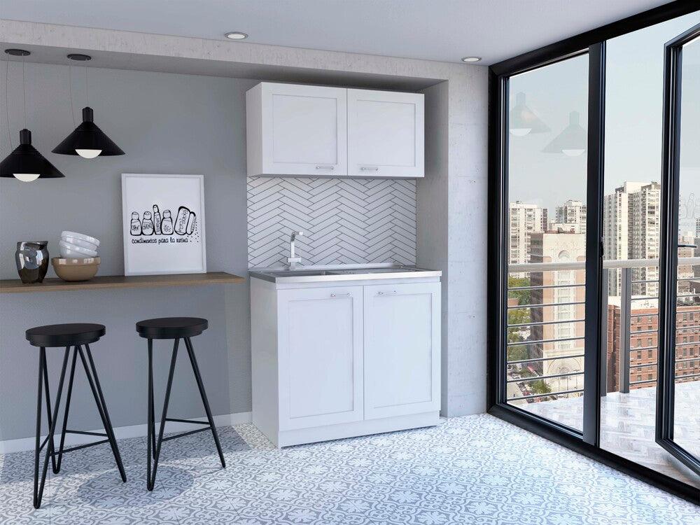 Cocina Integral Selari Blanco Con Mesón Izquierdo