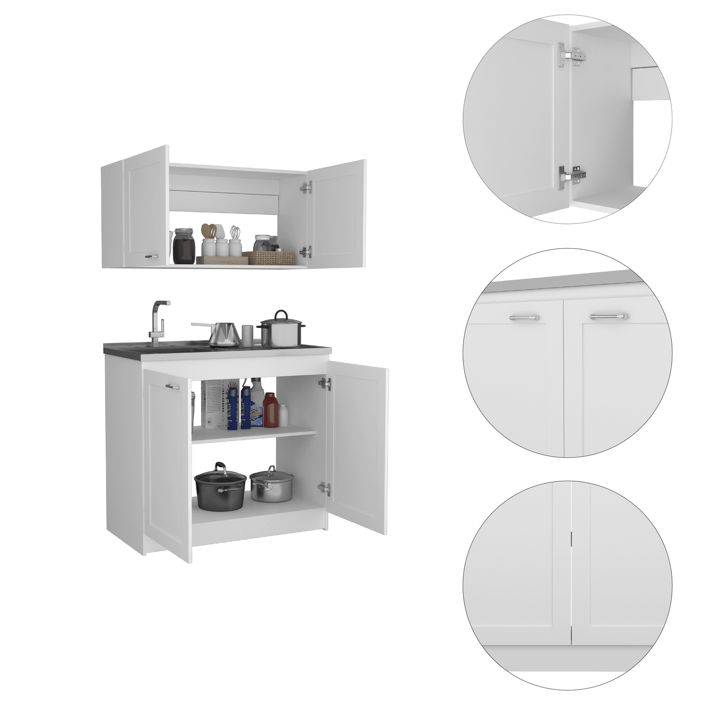 Cocina Integral Selari Blanco Con Mesón Izquierdo
