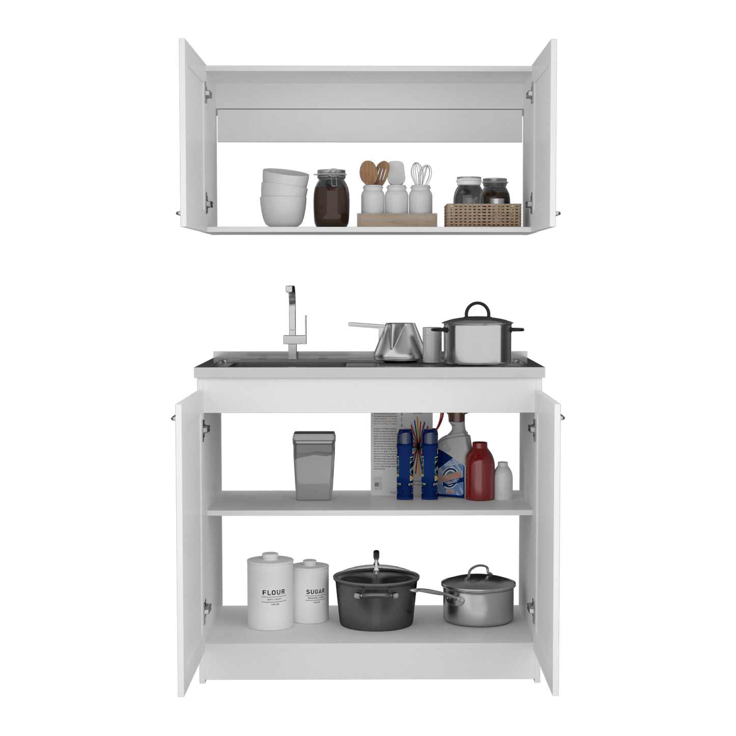 Cocina Integral Selari Blanco Con Mesón Izquierdo