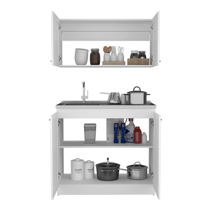 Cocina Integral Selari Blanco Con Mesón Izquierdo
