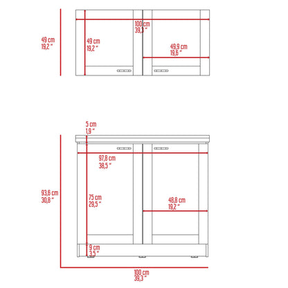 Cocina Integral Selari Blanco Con Mesón Izquierdo