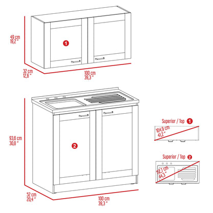 Cocina Integral Selari Blanco Con Mesón Izquierdo