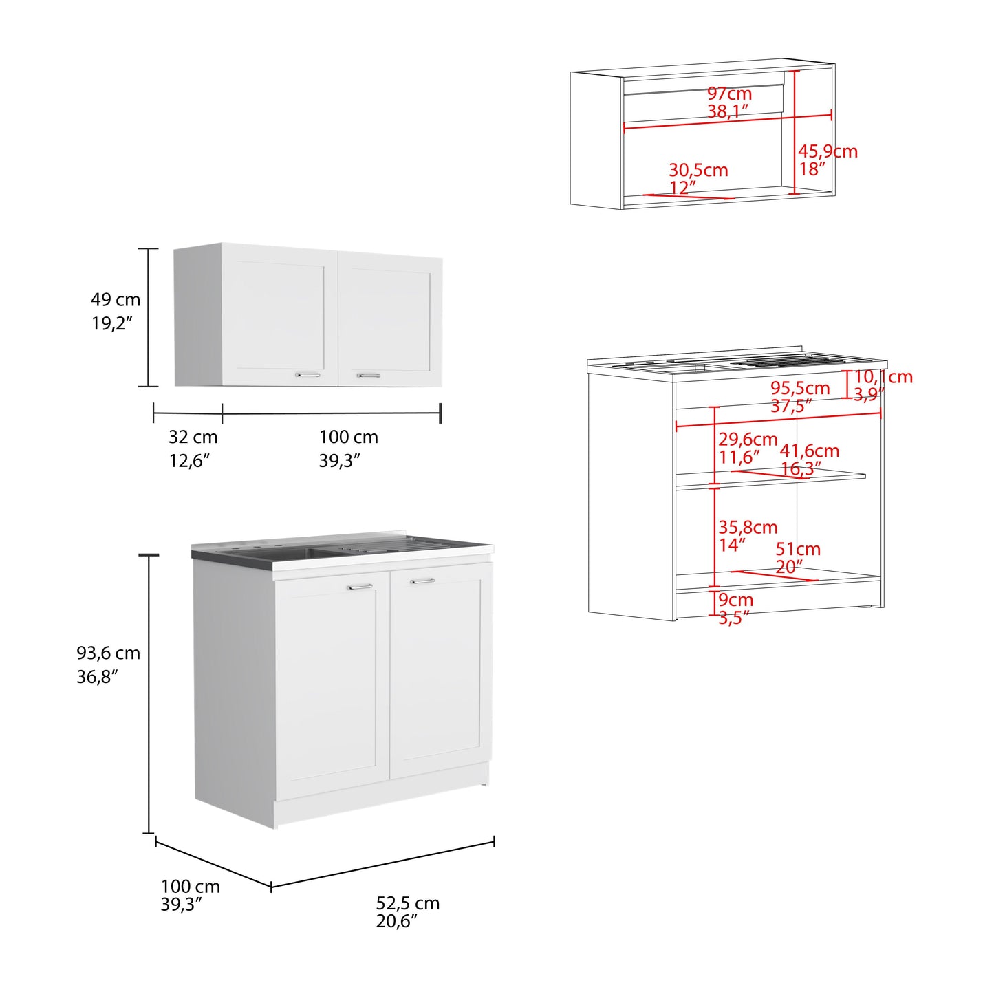 Cocina Integral Selari Blanco Con Mesón Izquierdo