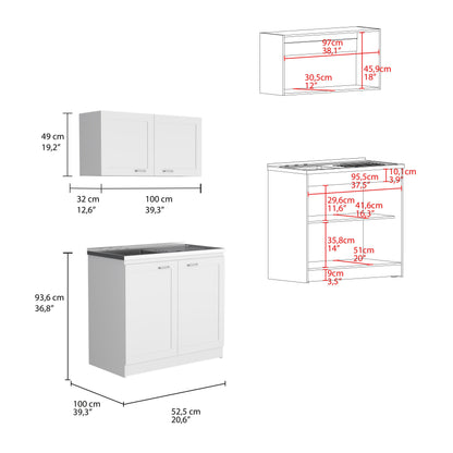 Cocina Integral Selari Blanco Con Mesón Izquierdo