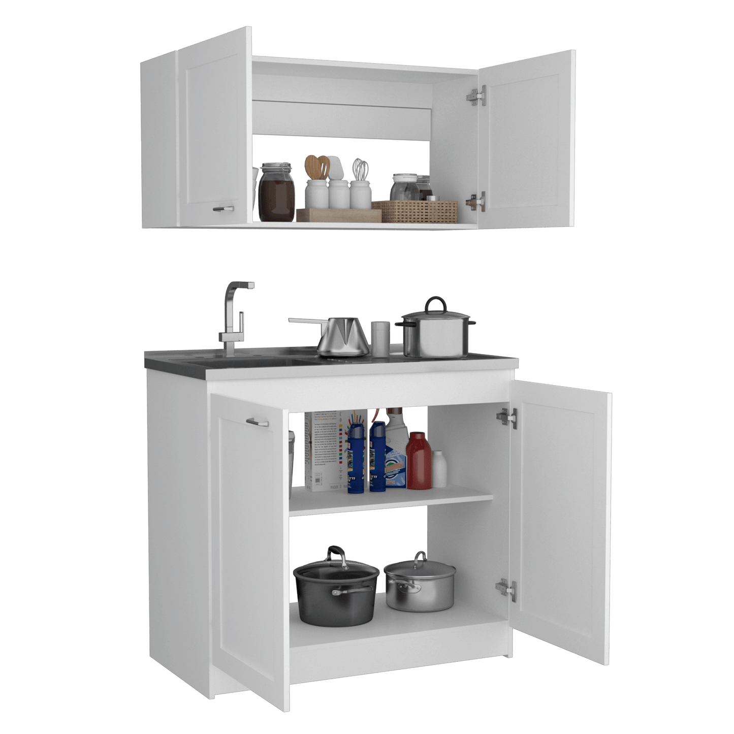 Cocina Integral Selari Blanco Con Mesón Izquierdo