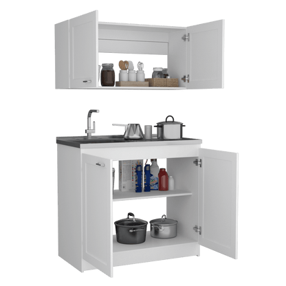 Cocina Integral Selari Blanco Con Mesón Izquierdo