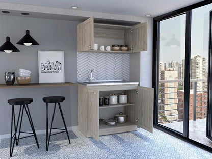 Cocina Integral Selari Ceniza Con Mesón Izquierdo