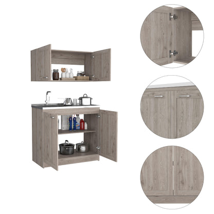 Cocina Integral Selari Ceniza Con Mesón Izquierdo
