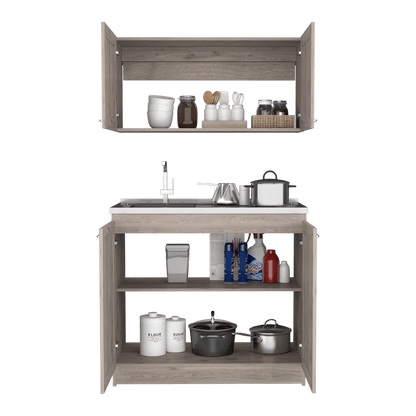 Cocina Integral Selari Ceniza Con Mesón Izquierdo