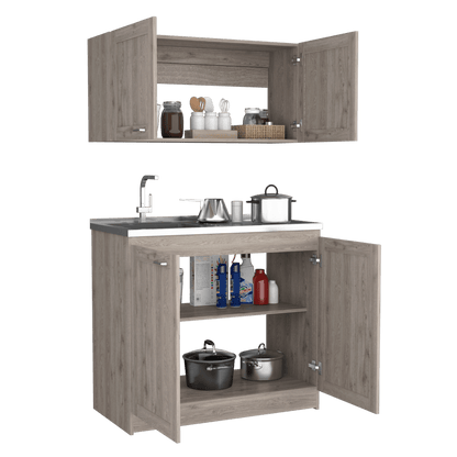 Cocina Integral Selari Ceniza Con Mesón Izquierdo