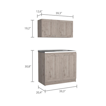 Cocina Integral Selari Ceniza Con Mesón Izquierdo