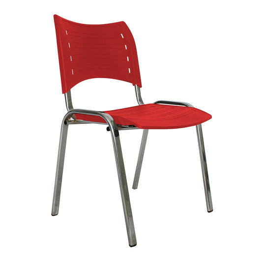Silla Interlocutora Poole Base Cromada  rojo