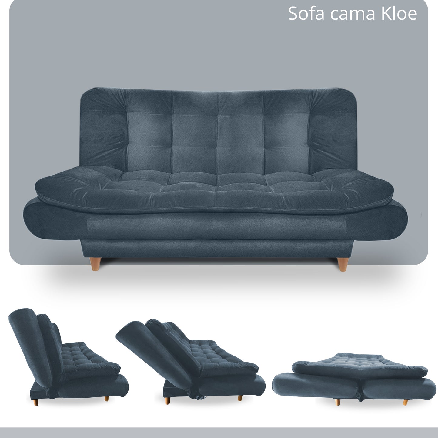 Sofa cama 3 Posiciones Clic Clac Kloe azul 180 cm