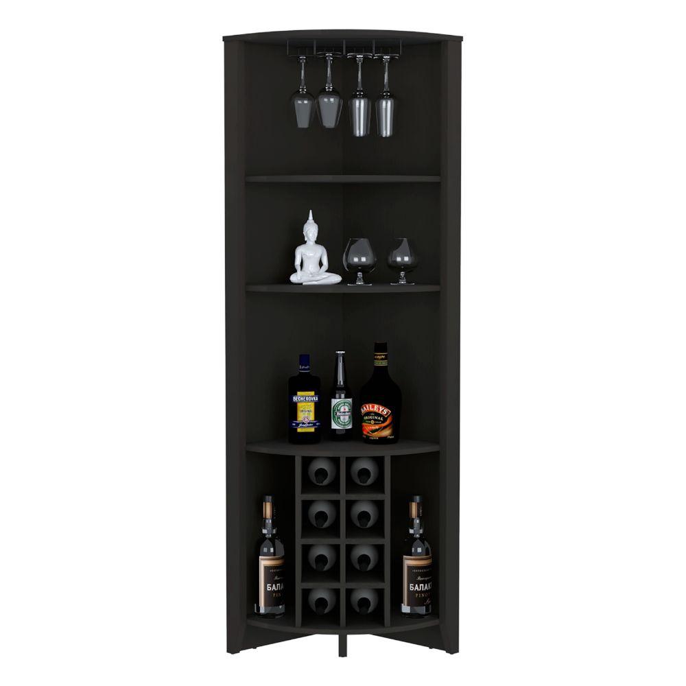 Bar Esquinero Minexa, Wengue, Con Espacio Para Ocho Botellas Y Tres Entrepaños