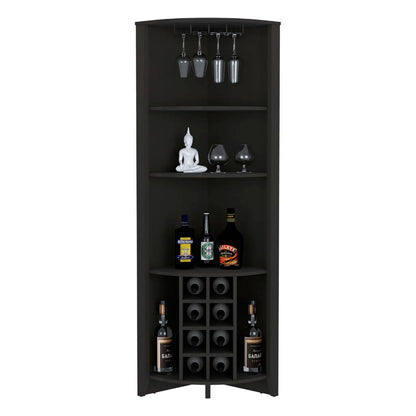 Bar Esquinero Minexa, Wengue, Con Espacio Para Ocho Botellas Y Tres Entrepaños