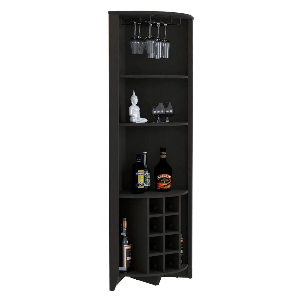 Bar Esquinero Minexa, Wengue, Con Espacio Para Ocho Botellas Y Tres Entrepaños