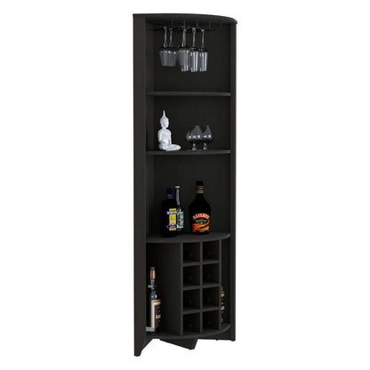 Bar Esquinero Minexa, Wengue, Con Espacio Para Ocho Botellas Y Tres Entrepaños