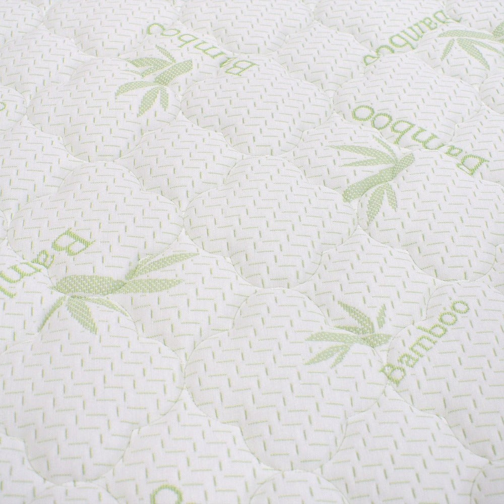 Colchón 2 Pillow Queen 160x190 Sensia Bamboo + Base Cama Tapizada Tela Premium Gris