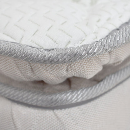 Colchón 2 Pillow Doble 140x190 Sensia Bamboo + Base Cama Tapizada Tela Premium Gris